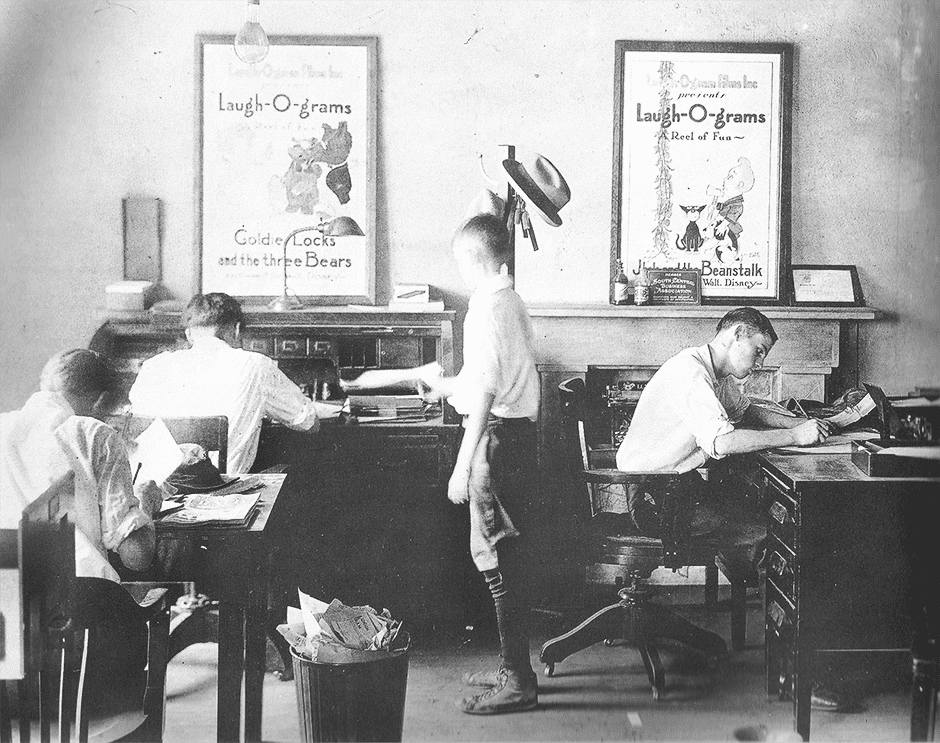 Animators working inside Laugh-O-Gram Studio